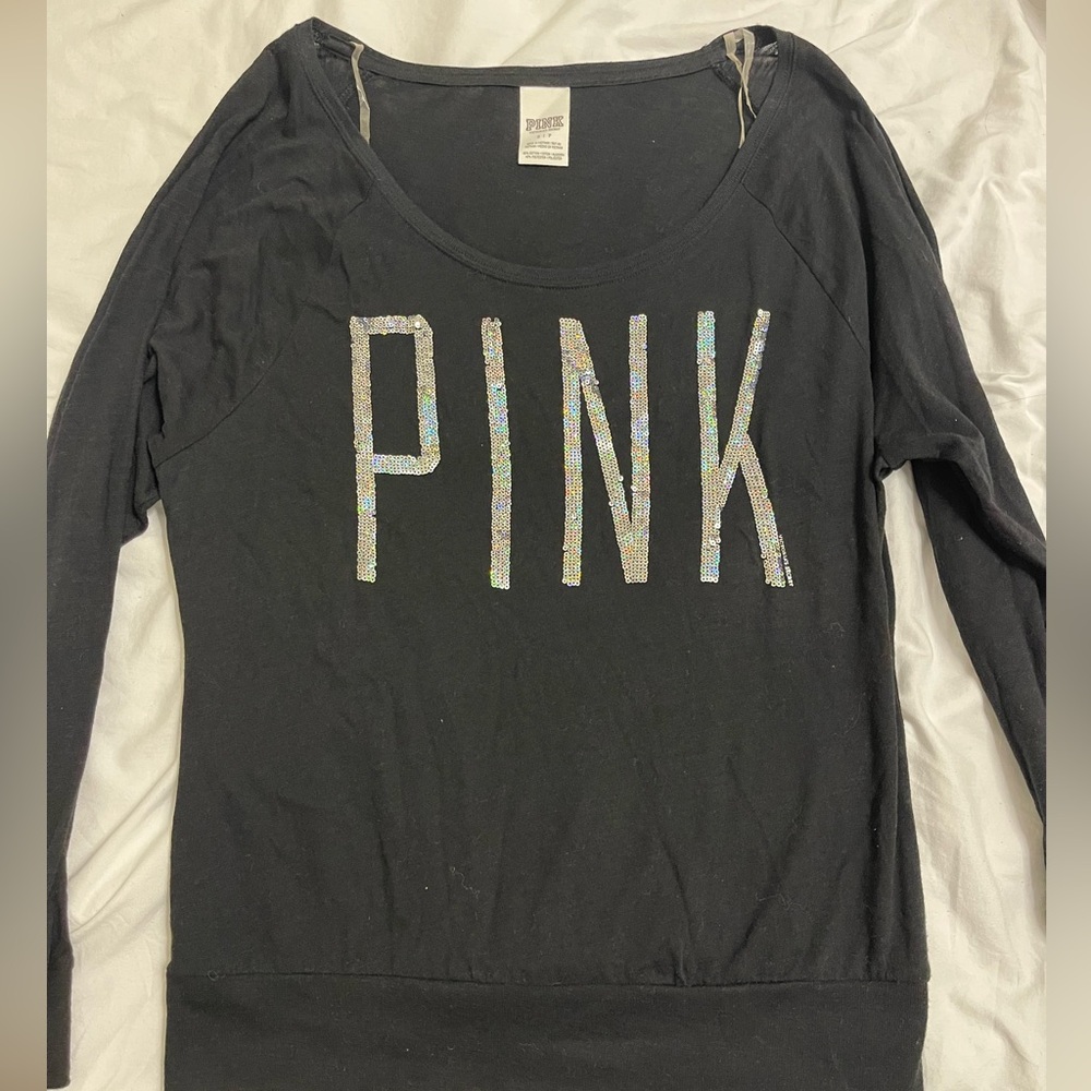 PINK long sleeve flowy t-shirt (Size: Small) Black